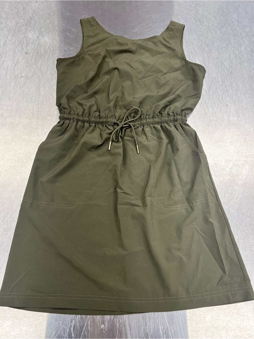 Calvin Klein Olive Sleeveless Drawstring Waist Dress Women’s 8